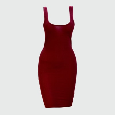 VESTIDO MANGA CERO CON BRILLOS BORGOÑA - IRIS1