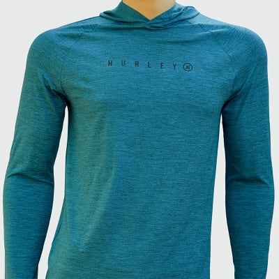 POLERA DEPORTIVA CON CAPUCHA HOMBRE AZUL ESTAMPADO LOGO - HURLEY
