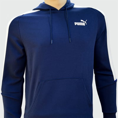 POLERA CON CAPUCHA HOMBRE ACERO/BLANCO  - PUMA1
