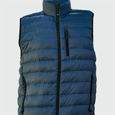 CHALECO ACOLCHADO C/BOLSILLO Y CIERRE NEGRO AZUL ACERO  - 32 HEAT3