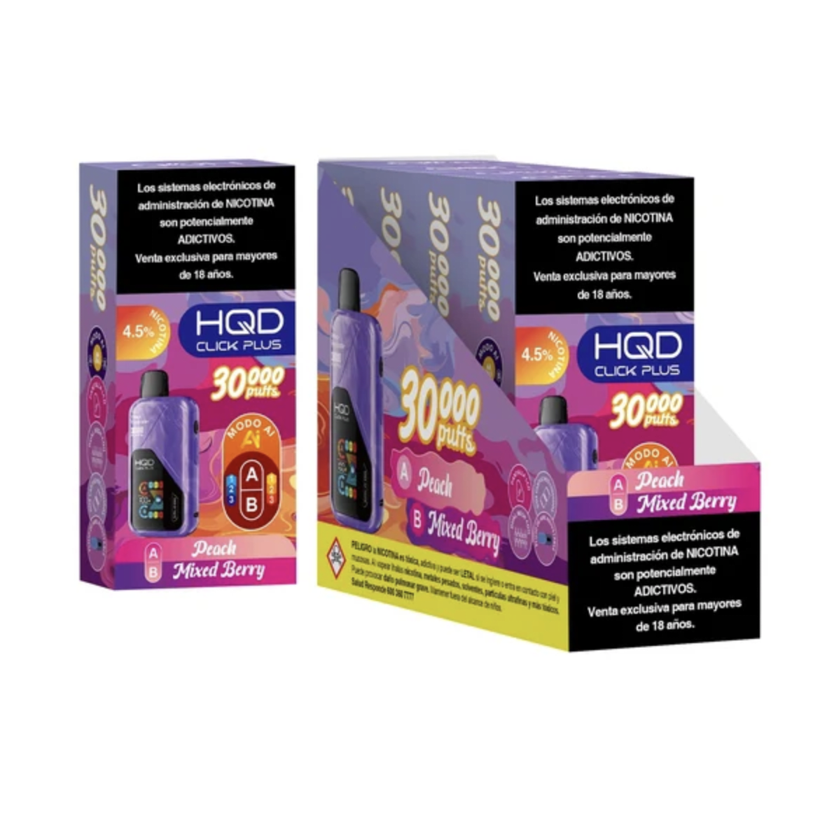 VAPER HQD CLICK PLUS 30000 PUFFS PEACH MIXED BERRY1