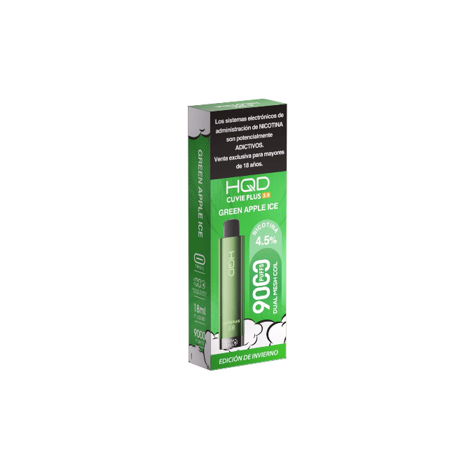 VAPER HQD CUVIE PLUS 2.0 9000 PUFFS GREEN APPLE ICE1