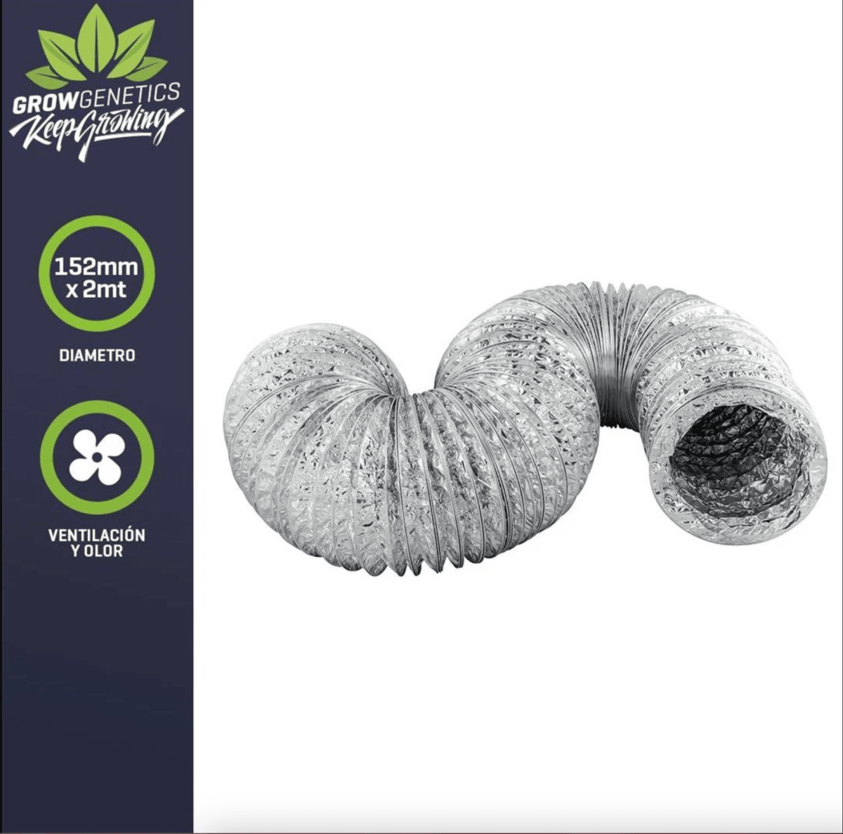 DUCTO TUBO ALUMINIO FLEXIBLE 152MM X 2 METROS GROW GENETICS1