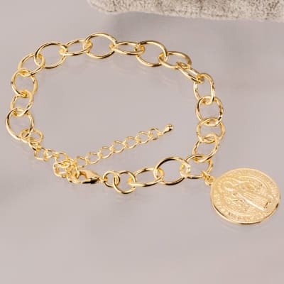 PULSERA ESLABON OVAL MEDALLA SAN BENITO1