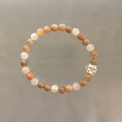 PULSERA  PIEDRA LUNA FACETADA  Y FLOR DE LOTO1