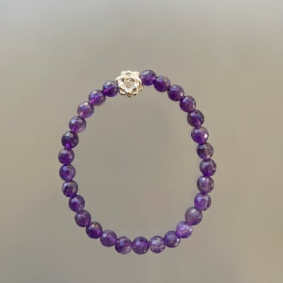 PULSERA AMATISTA FACETADA Y FLOR DE LOTO1