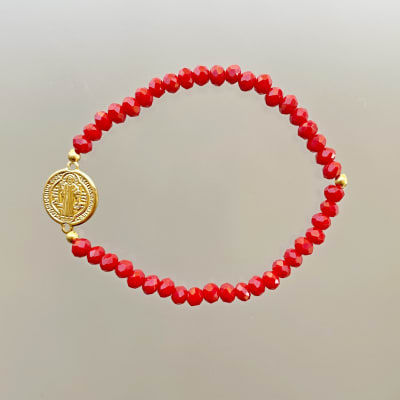 PULSERA CRISTALES Y MEDALLA SAN BENITO3