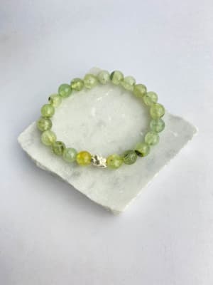 PULSERA PREHNITA 8 mm Y FLOR DE LOTO2