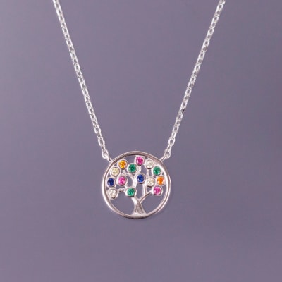COLLAR CÍRCULO CON ÁRBOL CZ1