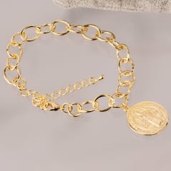 PULSERA ESLABON OVAL MEDALLA SAN BENITO