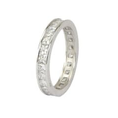 ANILLO PLATA CIRCONES CUADRADOS