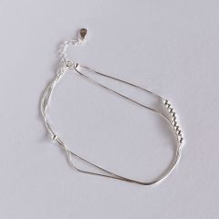 TOBILLERA CON DOBLE CADENA Y BOLITAS