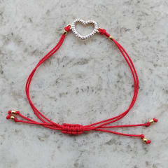 PULSERA HILO ROJO CORAZÓN CALADO