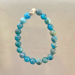 PULSERA APATITA  8 mm FACETADA Y FLOR DE LOTO