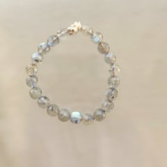 PULSERA LABRADORITA 8 mm FACETADA Y FLOR DE LOTO