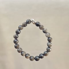 PULSERA  OBSIDIANA DORADA 8 mm FACETADA Y  FLOR DE LOTO