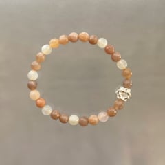 PULSERA  PIEDRA LUNA FACETADA  Y FLOR DE LOTO
