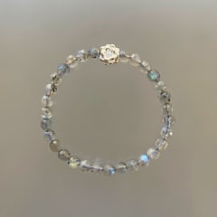 PULSERA LABRADORITA FACETADA Y FLOR DE LOTO