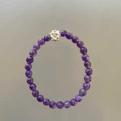 PULSERA AMATISTA FACETADA Y FLOR DE LOTO