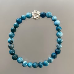 PULSERA  APATITA FACETADA Y FLOR DE LOTO