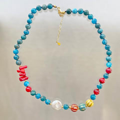COLLAR  APATITA , CORAL, PERLA COIN