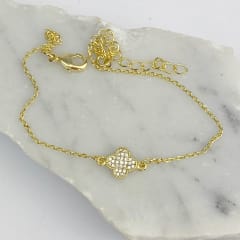 PULSERA TRÉBOL CON CIRCONES