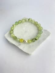 PULSERA PREHNITA 8 mm Y FLOR DE LOTO