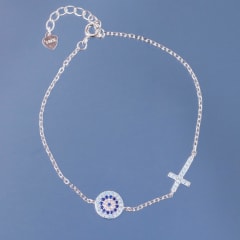 PULSERA CRUZ MÁS OJO TURCO