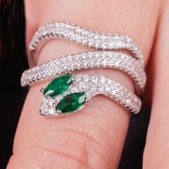 ANILLO SERPIENTE CZ OJOS VERDES
