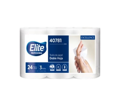 TOALLA DE PAPEL ELITE PACK 12 ROLLOS PREPICADA 24 METROS D/H1