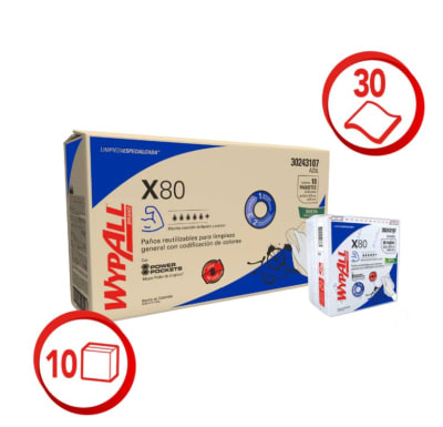 Paños Wypall X80 Plus Azul Ultra Resistente - (10 pack x 30 paños)1