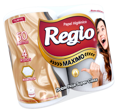 PAPEL HIGIENICO REGIO MAXIMO 50 MTS X 4 ROLLOS D/H 12 PACKS1