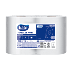 TOALLA DE PAPEL ELITE ECONOMICA 250 M 2 ROLLOS H/S