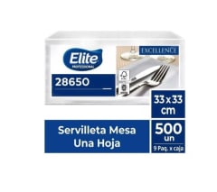 SERVILLETA ELITE MESA 33X33 CAJA 9 PAQ. X 500 UN.