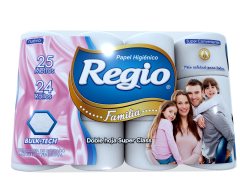 PAPEL HIGIENICO REGIO FAMILIA 24 ROLLOS D/H 25 MTS