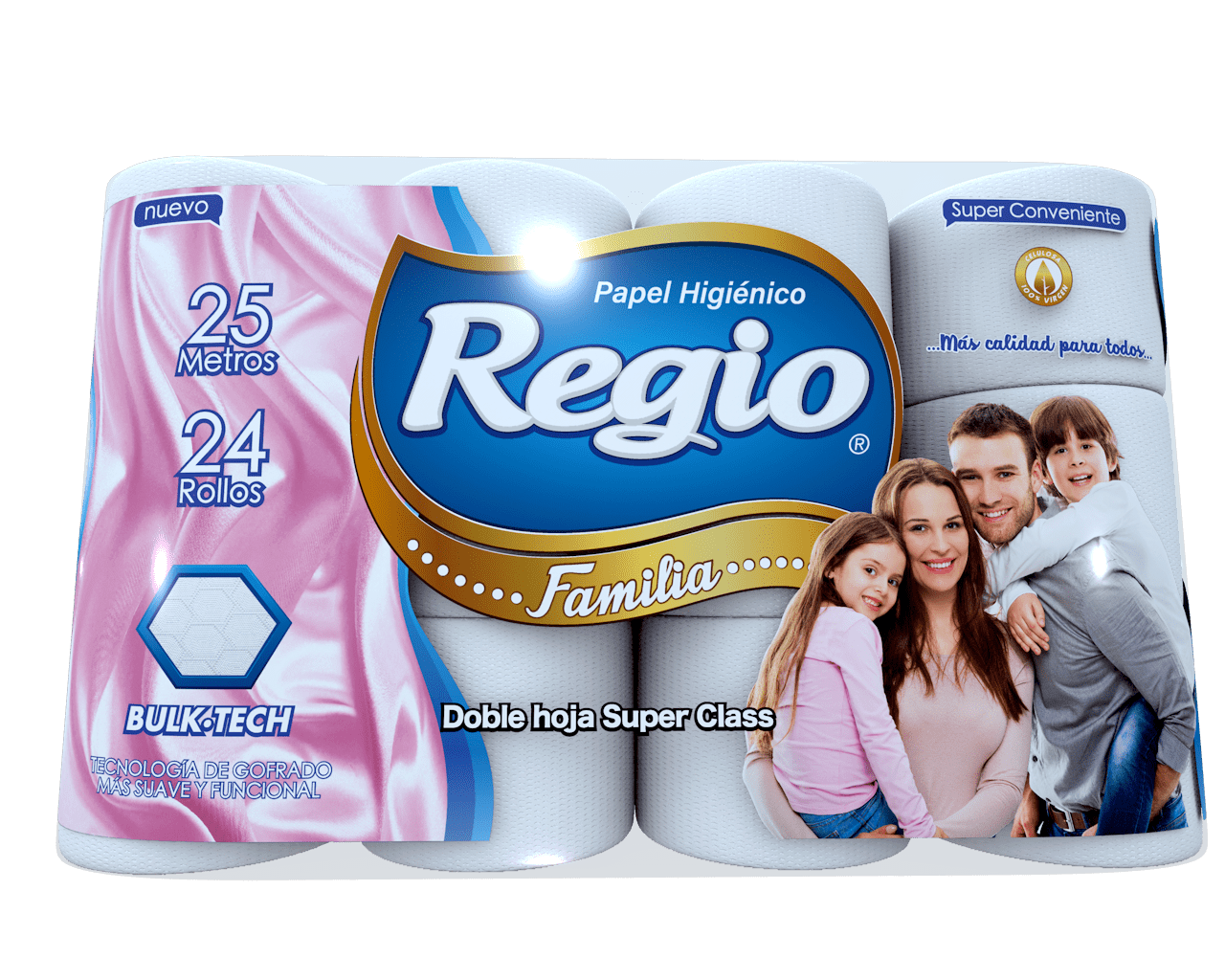 PAPEL HIGIENICO REGIO FAMILIA 24 ROLLOS D/H 25 MTS