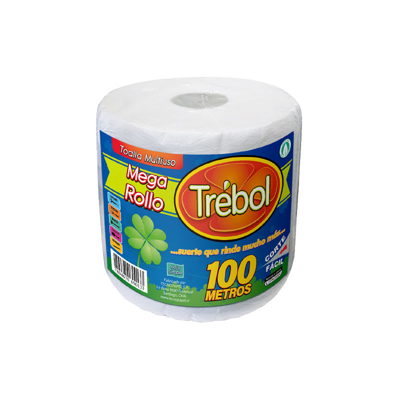 TOALLA DE PAPEL 100 MTS   TREBOL  HS