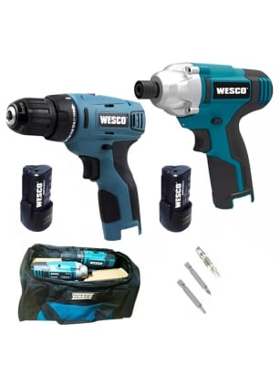 12V KIT TALADRO 10MM + ATORNILLADOR DE IMPACTO WS1000K2 WESCO | HDTOOLS