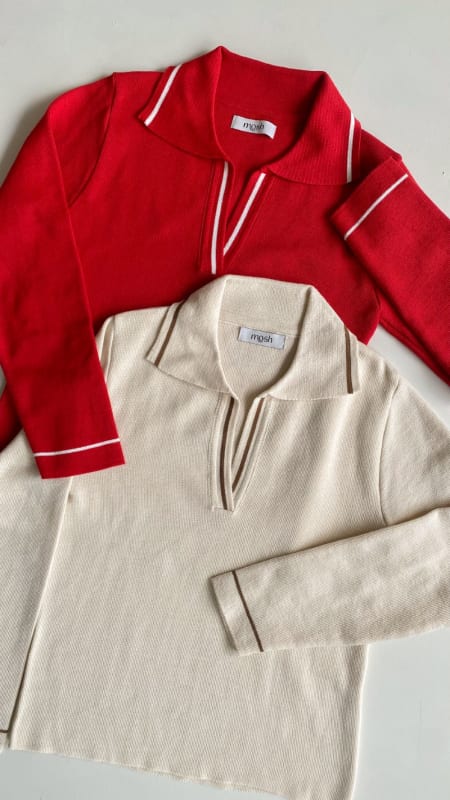 Sweater tejido camisero rojo Sweater tejido camisero rojo