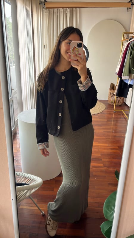 Cropped Jacket negro