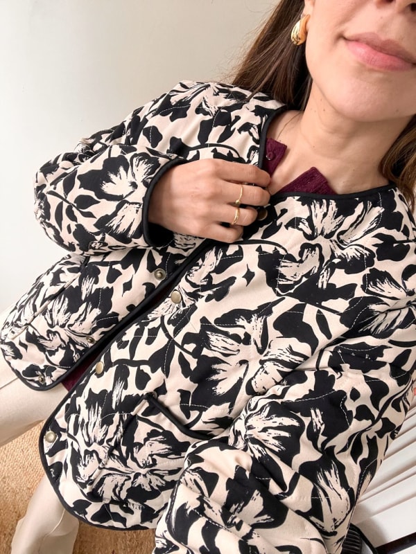 Chaqueta Acolchada Floral negro Chaqueta Acolchada Floral negro