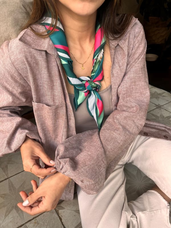 Camisa manga bombacha moca