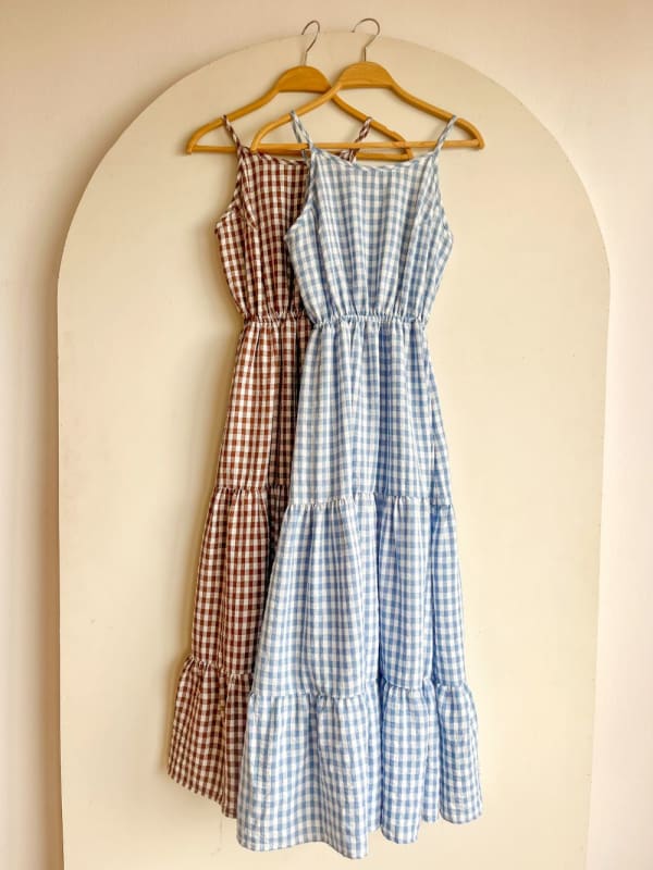 Vestido vichy celeste