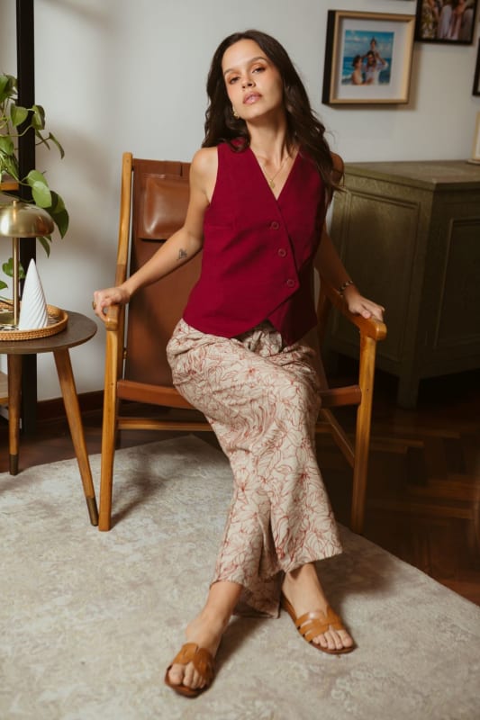 Chaleco sastre cruzado vino