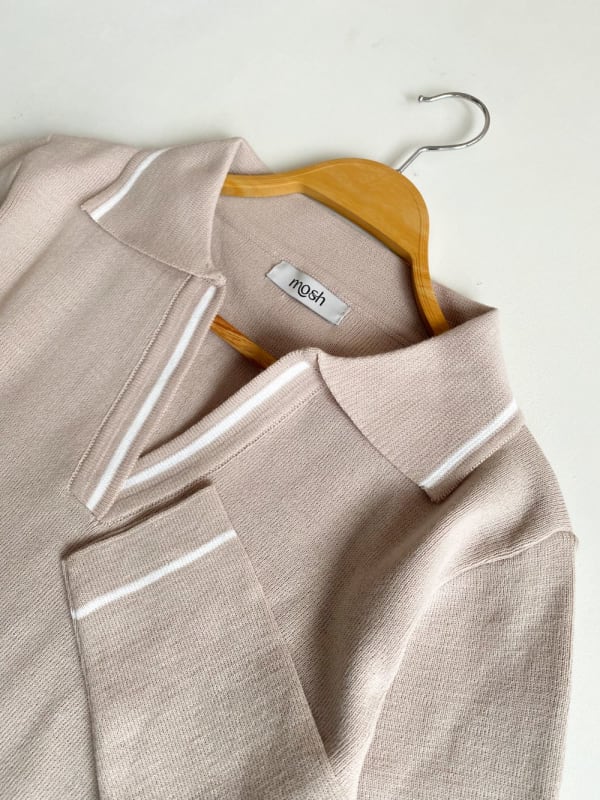 Sweater tejido camisero arena Sweater tejido camisero arena