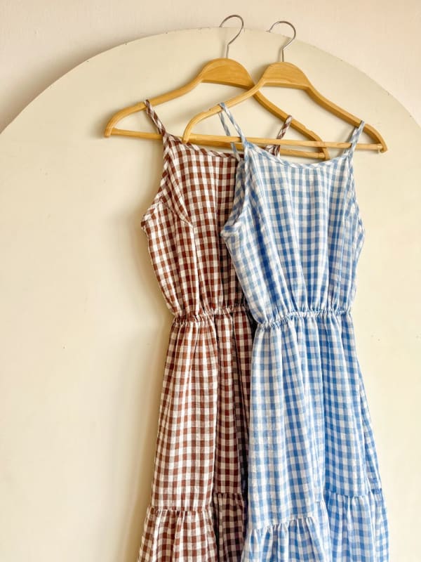 Vestido vichy celeste