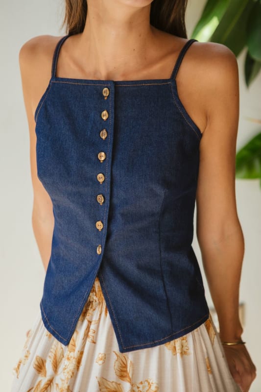 Top denim Peplum azul