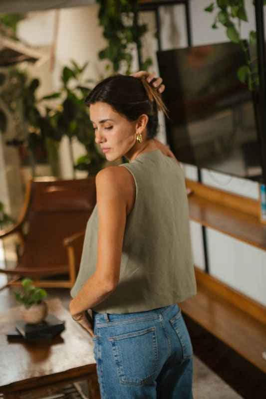 Chaleco sastre cruzado laurel