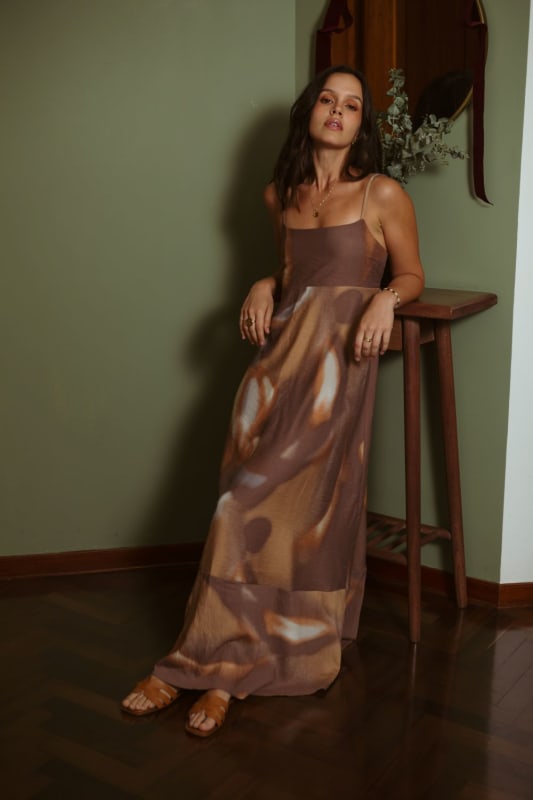 Vestido Italia print marron