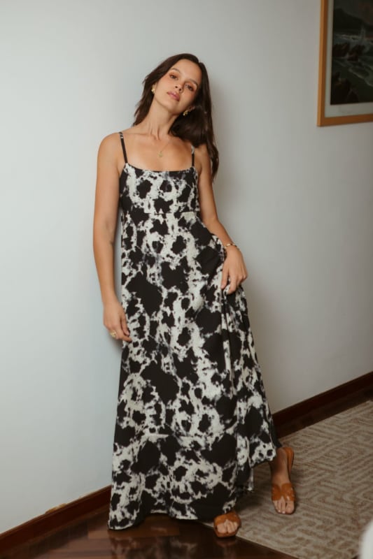 Vestido Italia print negro